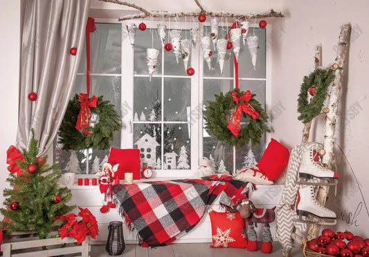 Christmas Window Photography Backdrop GBSX-99717 - Gatsby Backdrop