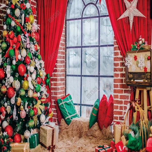 Christmas Window Photography Backdrop GBSX-99718 - Gatsby Backdrop