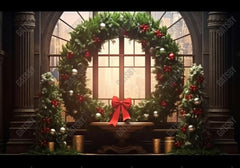 Christmas Window Wreath Photography Backdrop - Gatsby Backdrop