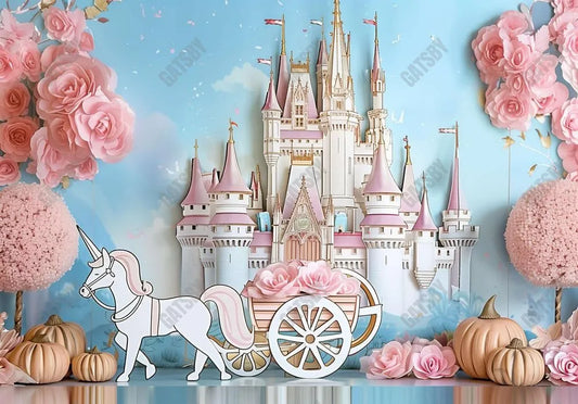 Cinderella Castle Cake Smash Photography Backdrop GBSX-99725 - Gatsby Backdrop