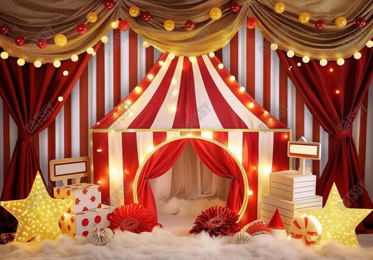 Circus Tent Cake Smash Photography Backdrop GBSX-99729 - Gatsby Backdrop