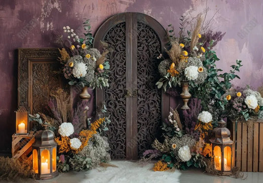 Classic Carved Door Floral Backdrop - Gatsby Backdrop