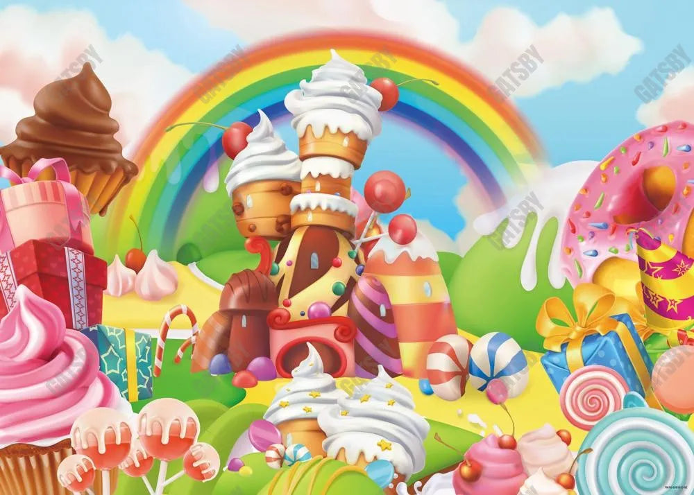 Colorful Candyland Castle Backdrop - Gatsby Backdrop