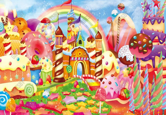 Colorful Candyland Castle Photography Backdrop GBSX-99733 - Gatsby Backdrop