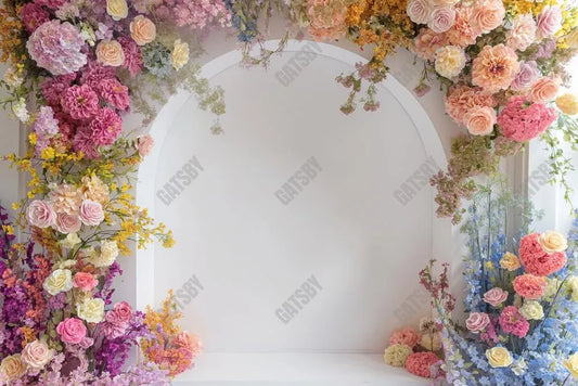 Colorful Floral Arch Photography Backdrop GBSX-99734 - Gatsby Backdrop