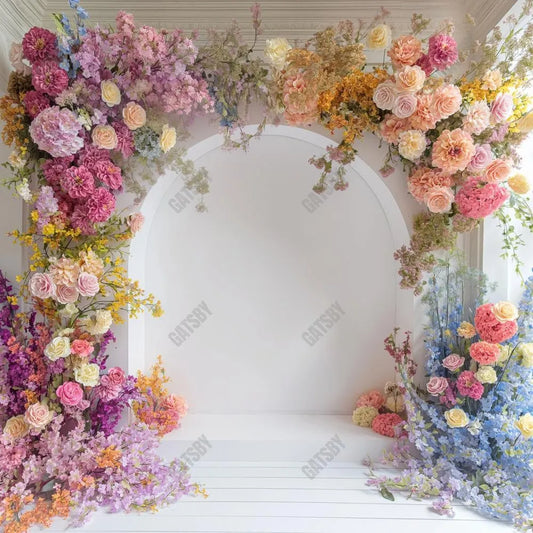 Colorful Floral Arch Photography Backdrop GBSX-99734 - Gatsby Backdrop