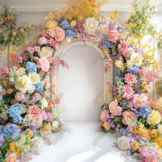 Colorful Floral Arch Photography Backdrop GBSX-99735 - Gatsby Backdrop