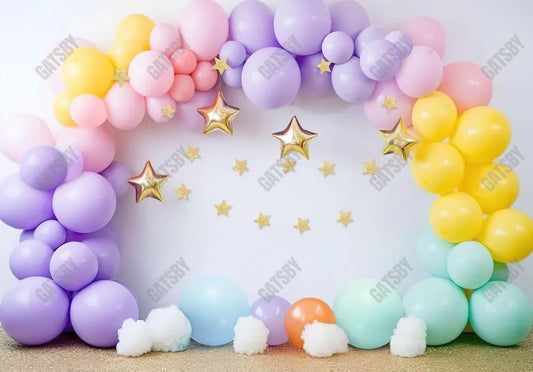 Colorful Rainbow Balloon Arch Backdrop - Gatsby Backdrop