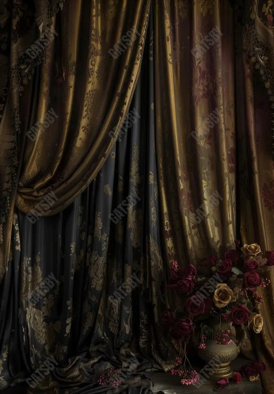 Dark Vintage Curtain Photography Backdrop GBSX-99749 - Gatsby Backdrop