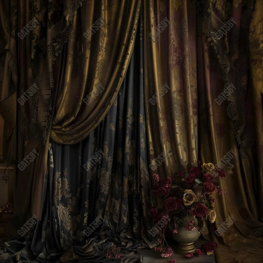 Dark Vintage Curtain Photography Backdrop GBSX-99749 - Gatsby Backdrop
