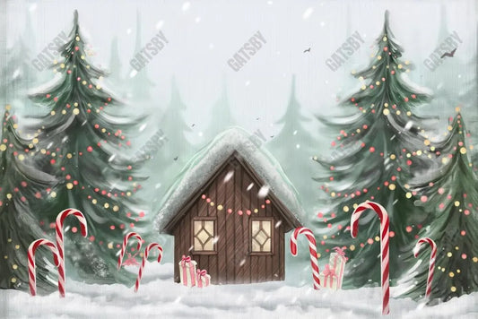 Divine Christmas Cottage Photography Backdrop GBSX-99754 - Gatsby Backdrop