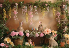 Easter Spring Bunny Floral Backdrop - Gatsby Backdrop