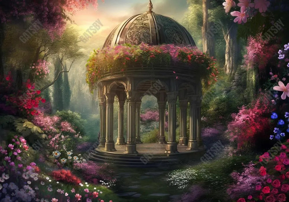 Enchanted Gazebo Spring Fantasy Flower Garden Backdrop - Gatsby Backdrop