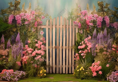 Fairy Flower Garden Wooden Fence Gate Backdrop - Gatsby Backdrop