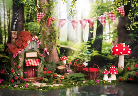 Fairy House in Enchanted Woods Backdrop - Gatsby Backdrop