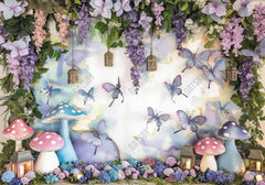 Fairy Wonderland Mushroom Butterfly Photography Backdrop GBSX-99771 - Gatsby Backdrop