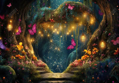 Fairytale Forest Butterflies Path Backdrop - Gatsby Backdrop