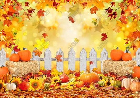 Fall Backdrop Bokeh Autumn Pumpkin Maple Leaf Background - Gatsby Backdrop