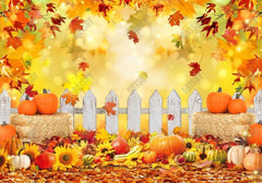 Fall Backdrop Bokeh Autumn Pumpkin Maple Leaf Background - Gatsby Backdrop