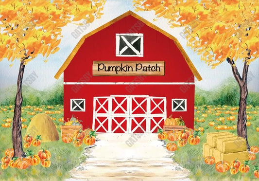 Fall Red Farm Barn Backdrop - Gatsby Backdrop