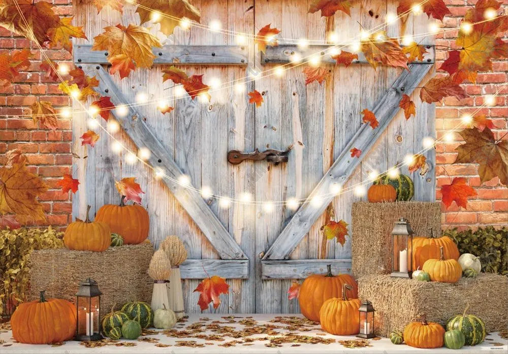 Fall Thanksgiving Farm Barn Door Backdrop - Gatsby Backdrop