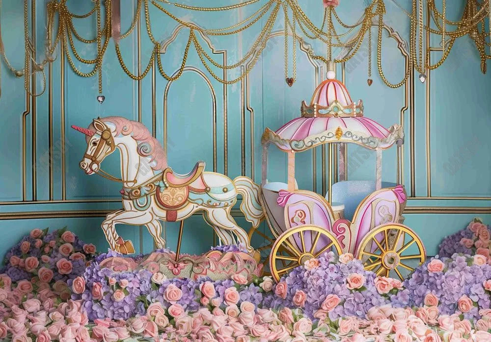 Fancy Fairy Tale Horse Carriage Backdrop - Gatsby Backdrop