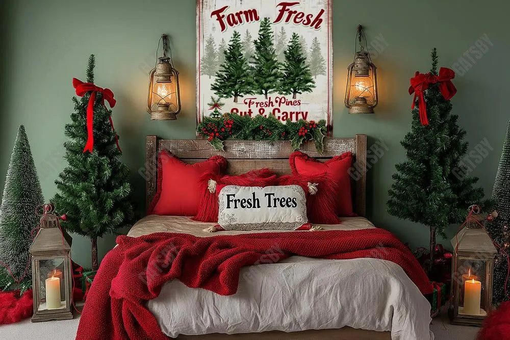 Farm Fresh Christmas Headboard Photography Backdrop GBSX-99775 - Gatsby Backdrop