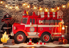 Firetruck Cake Smash Photography Backdrop GBSX-99778 - Gatsby Backdrop