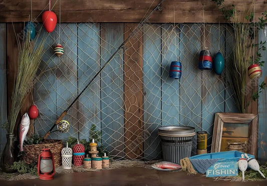 Fishing Net Wood Planks Backdrop - Gatsby Backdrop