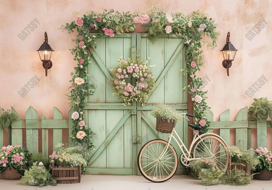 Floral Wooden Door Bike Backdrop - Gatsby Backdrop