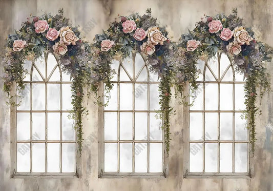 Flowers Arch Window Backdrop - Gatsby Backdrop