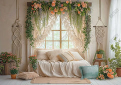 Flowers Boho Bedroom Backdrop - Gatsby Backdrop