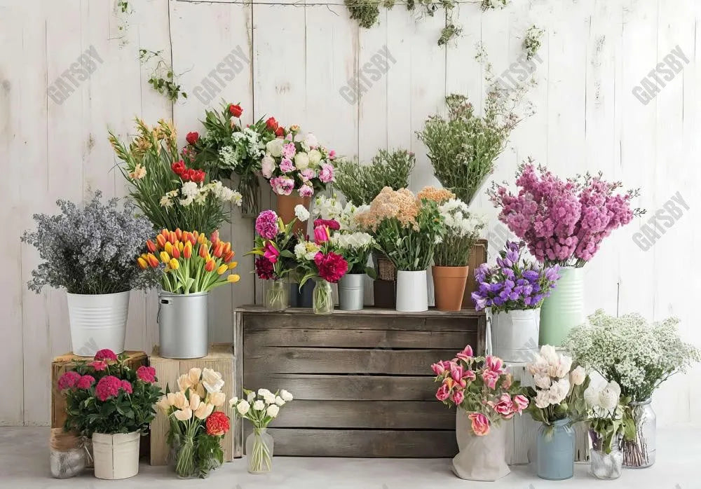 Flowers Stand Wood Backdrop - Gatsby Backdrop