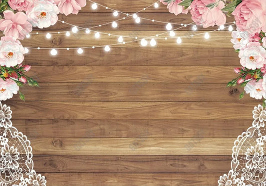 Flowers Wood Lace Rustic Backdrop - Gatsby Backdrop