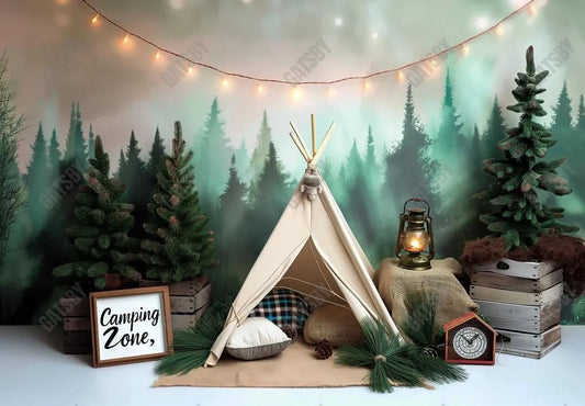 Forest Camping Tent Photography Backdrop GBSX-99781 - Gatsby Backdrop