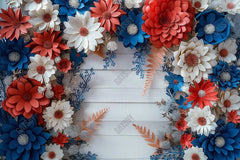 Gatsby 4Th Of July Floral Arch Photography Backdrop GBSX-00085 - Gatsby Backdrop