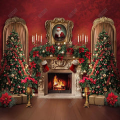 Gatsby A Cozy Christmas Fireplace Photography Backdrop Gbsx-00784 - Gatsby Backdrop