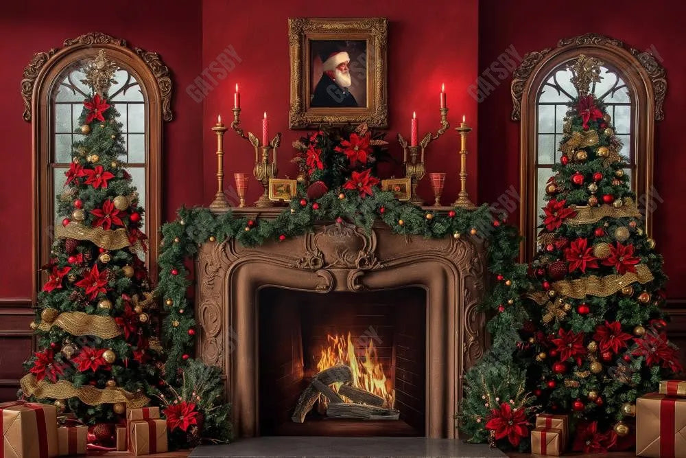 Gatsby A Cozy Christmas Fireplace Photography Backdrop Gbsx-00785 - Gatsby Backdrop