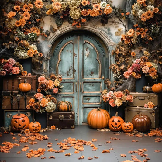 Gatsby Autumn Arched Door Floral Photography Backdrop Gbsx-00550 - Gatsby Backdrop