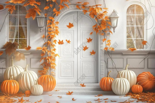 Gatsby Autumn Arched White Door Photography Backdrop GBSX-00110 - Gatsby Backdrop