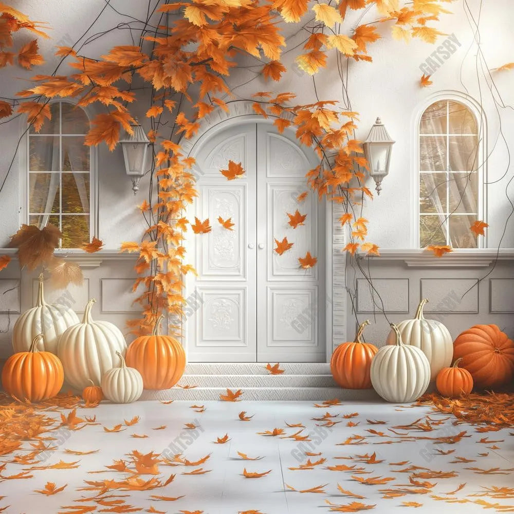 Gatsby Autumn Arched White Door Photography Backdrop GBSX-00110 - Gatsby Backdrop