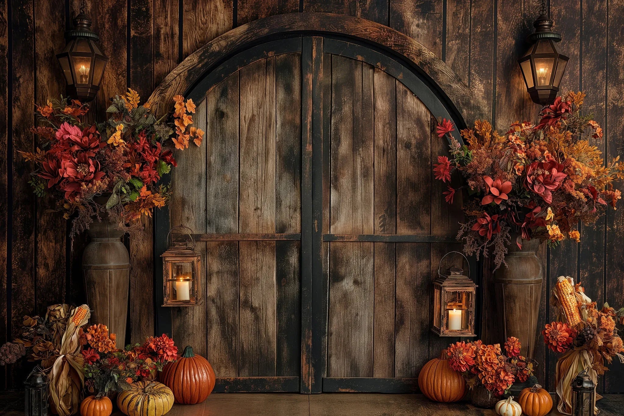 Gatsby Autumn Barn Door Photography Backdrop GBSX-00551 - Gatsby Backdrop