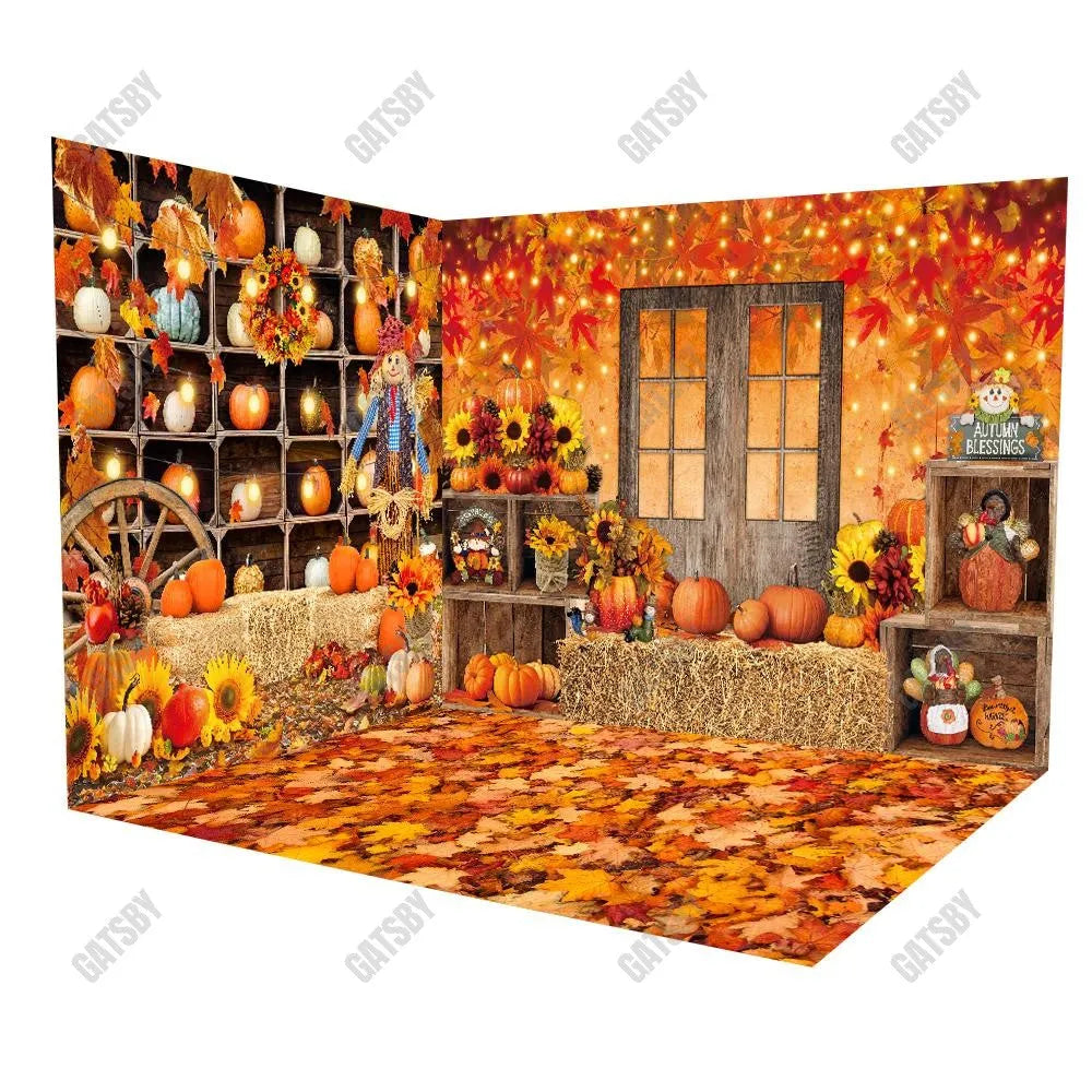 Gatsby Autumn Barn Door Room Set Backdrop GBSX-99612&GBSX-99887&GBSX-99608 - Gatsby Backdrop