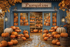 Gatsby Autumn Blue Pumpkin Patch Barn Photography Backdrop Gbsx-00907 - Gatsby Backdrop