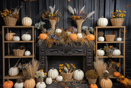 Gatsby Autumn Boho Fireplace Photography Backdrop GBSX-00131 - Gatsby Backdrop