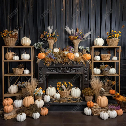 Gatsby Autumn Boho Fireplace Photography Backdrop GBSX-00131 - Gatsby Backdrop