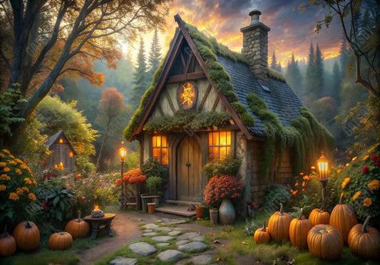 Gatsby Autumn Cozy Cottage Photography Backdrop Gbsx-00846 - Gatsby Backdrop