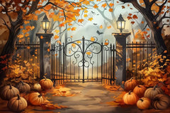 Gatsby Autumn Entrance Gate Photography Backdrop Gbsx-00300 - Gatsby Backdrop