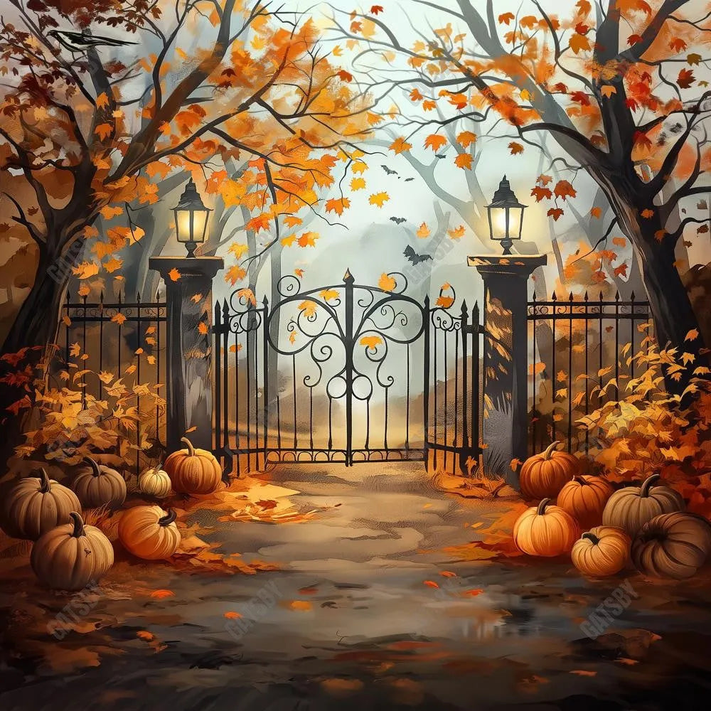 Gatsby Autumn Entrance Gate Photography Backdrop Gbsx-00300 - Gatsby Backdrop