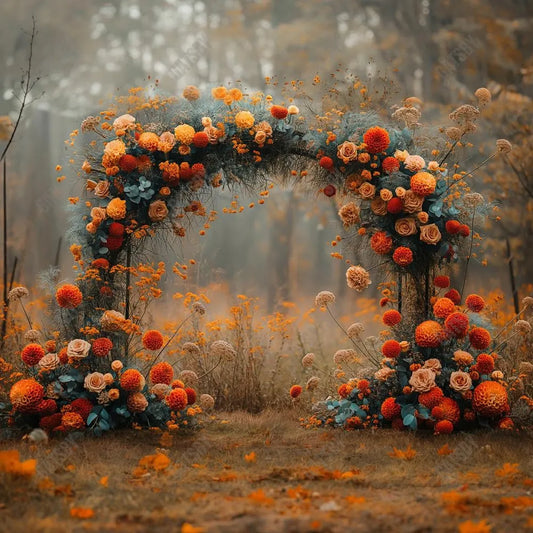 Gatsby Autumn Floral Arch Photography Backdrop GBSX-00028 - Gatsby Backdrop